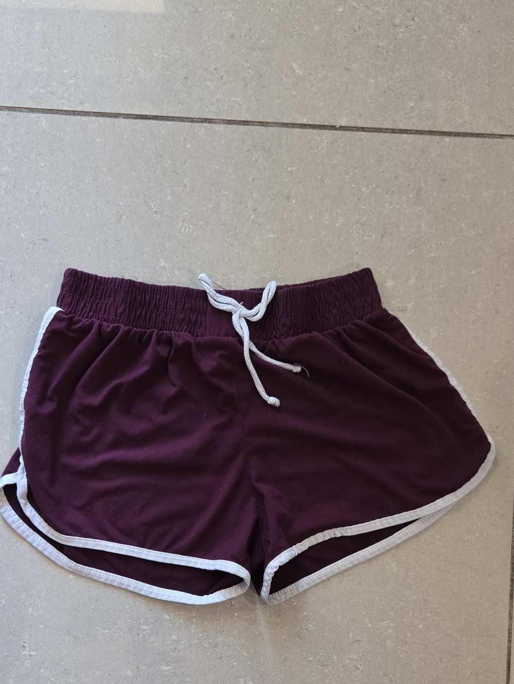 Women’s Burgundy Athletic Shorts with White Trim